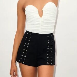 Lulus Muna White Textured Strapless Cutout U-bar Bodysuit - Size L